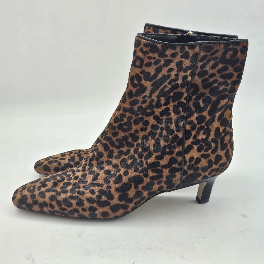 Nordstrom Arazio Leopard Calf Hair Kitten Heel Booties Pointed Toe Size 8 - Picture 6 of 10